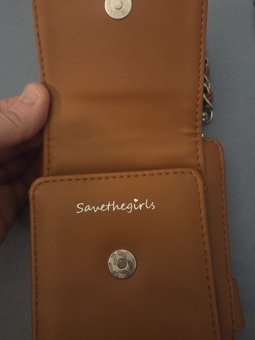 Savethegirls Tan Crossbody Bag with Chain Strap